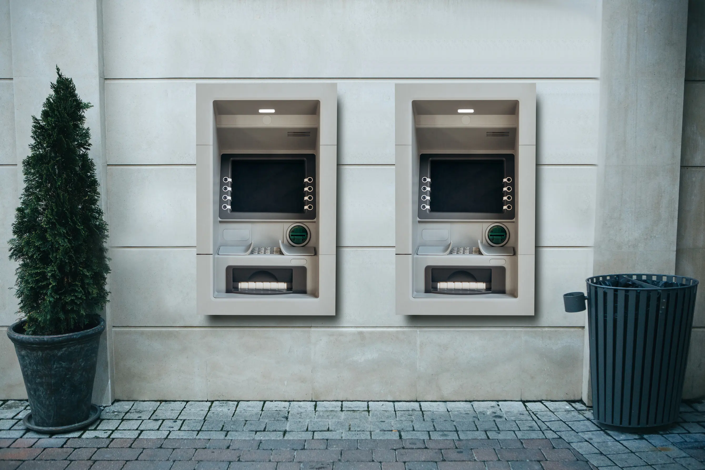ATM Currency Exchange in Baku Two ATMs side by side for currency exchange in Baku.
