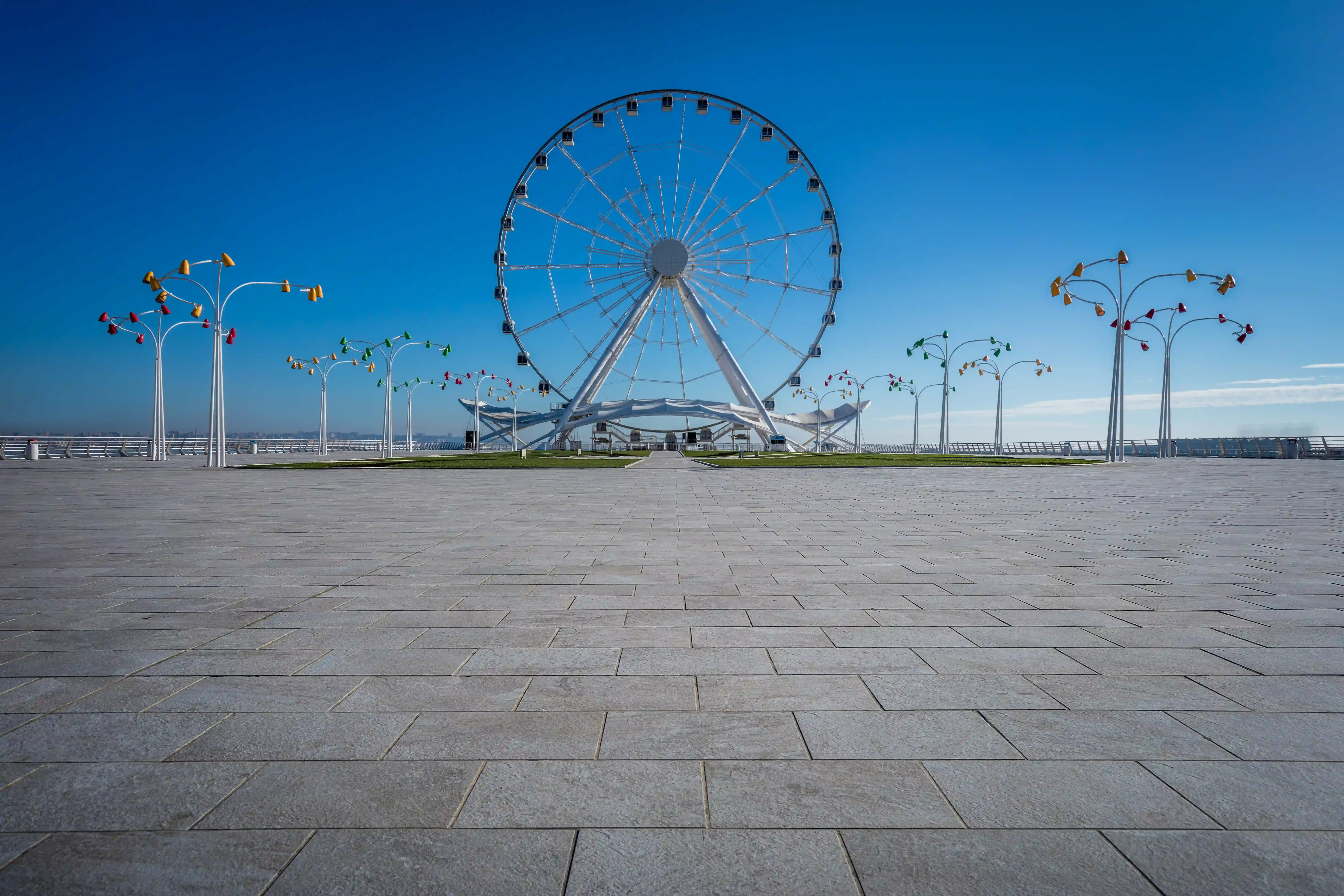 Baku Ferris Wheel on the shore of Caspian Sea.