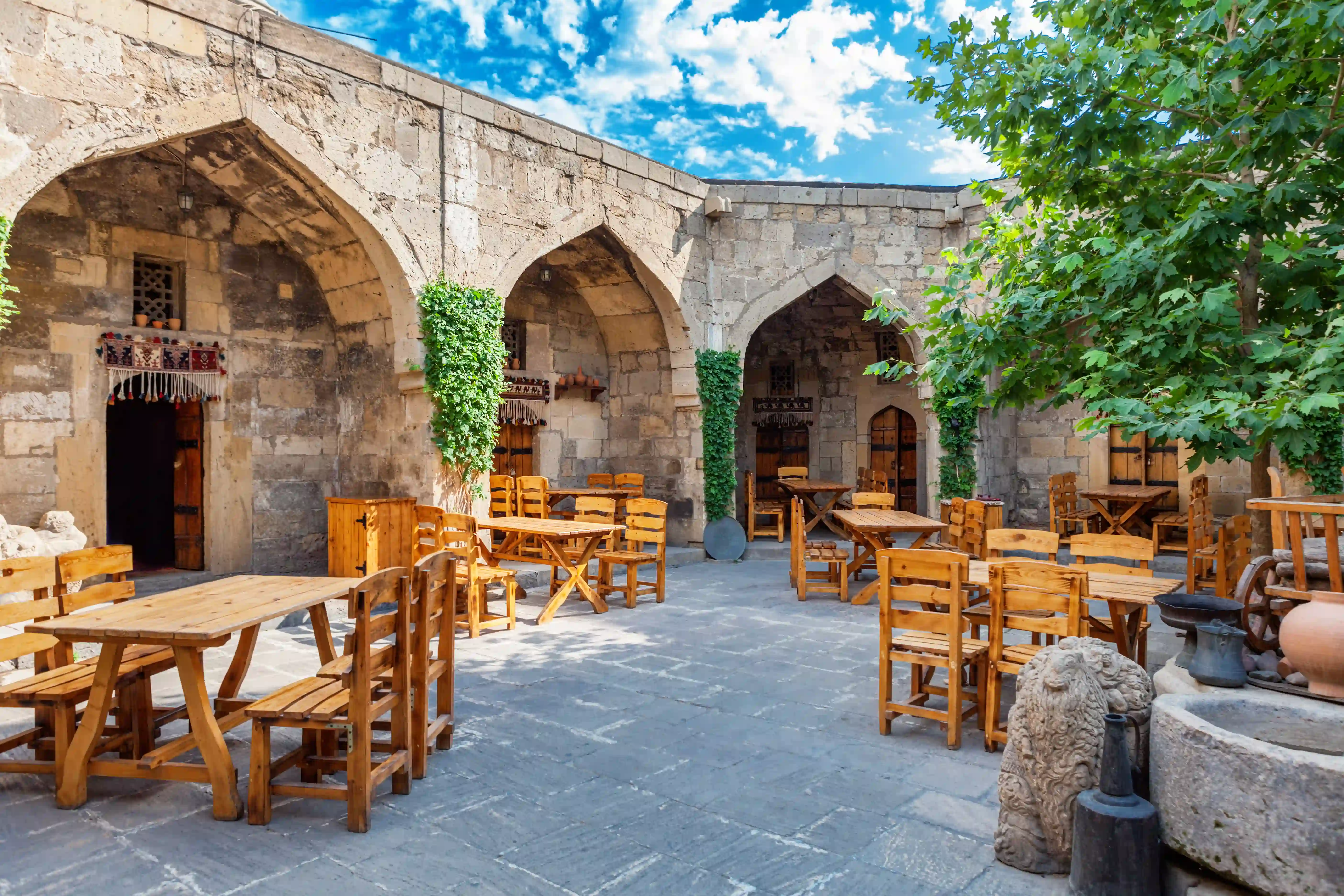 The ancient Caravanserai of Old Town Baku is now a beautiful tea place.