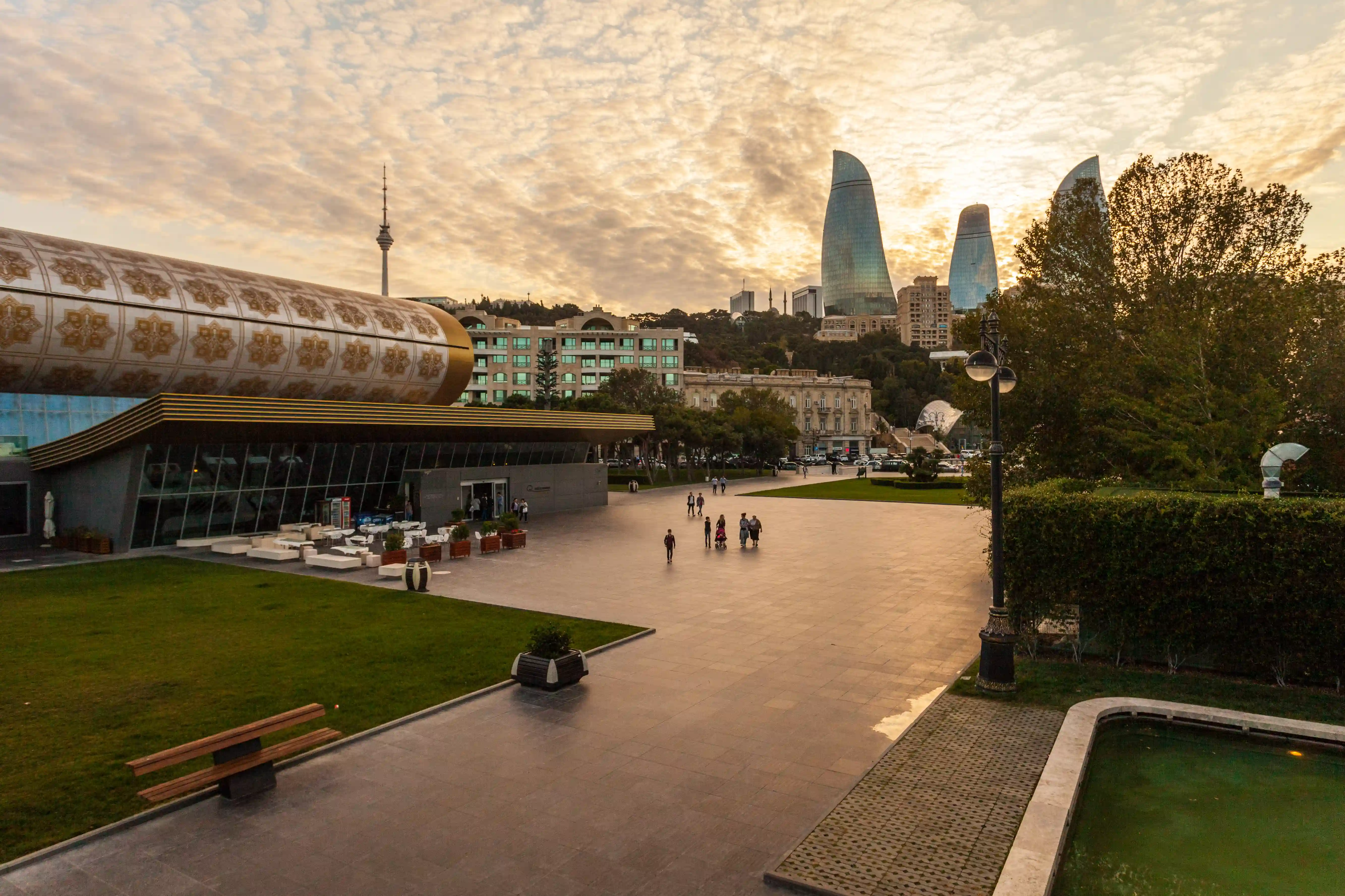 The National Carpet Museum of Azerbaijan, designed by an Italian architect, features a carpet-shaped style.