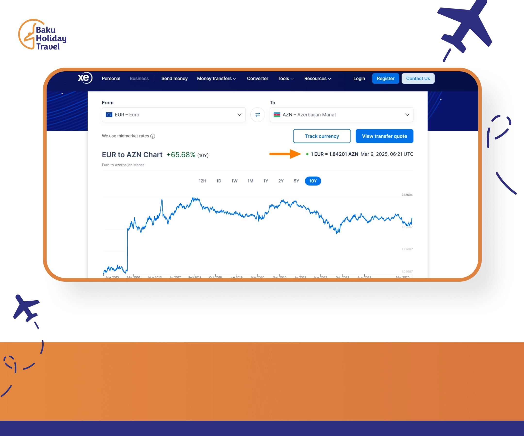 EURO AZN Exchange Rate Chart Current EURO To AZN exchange rate chart taken from xe.com.