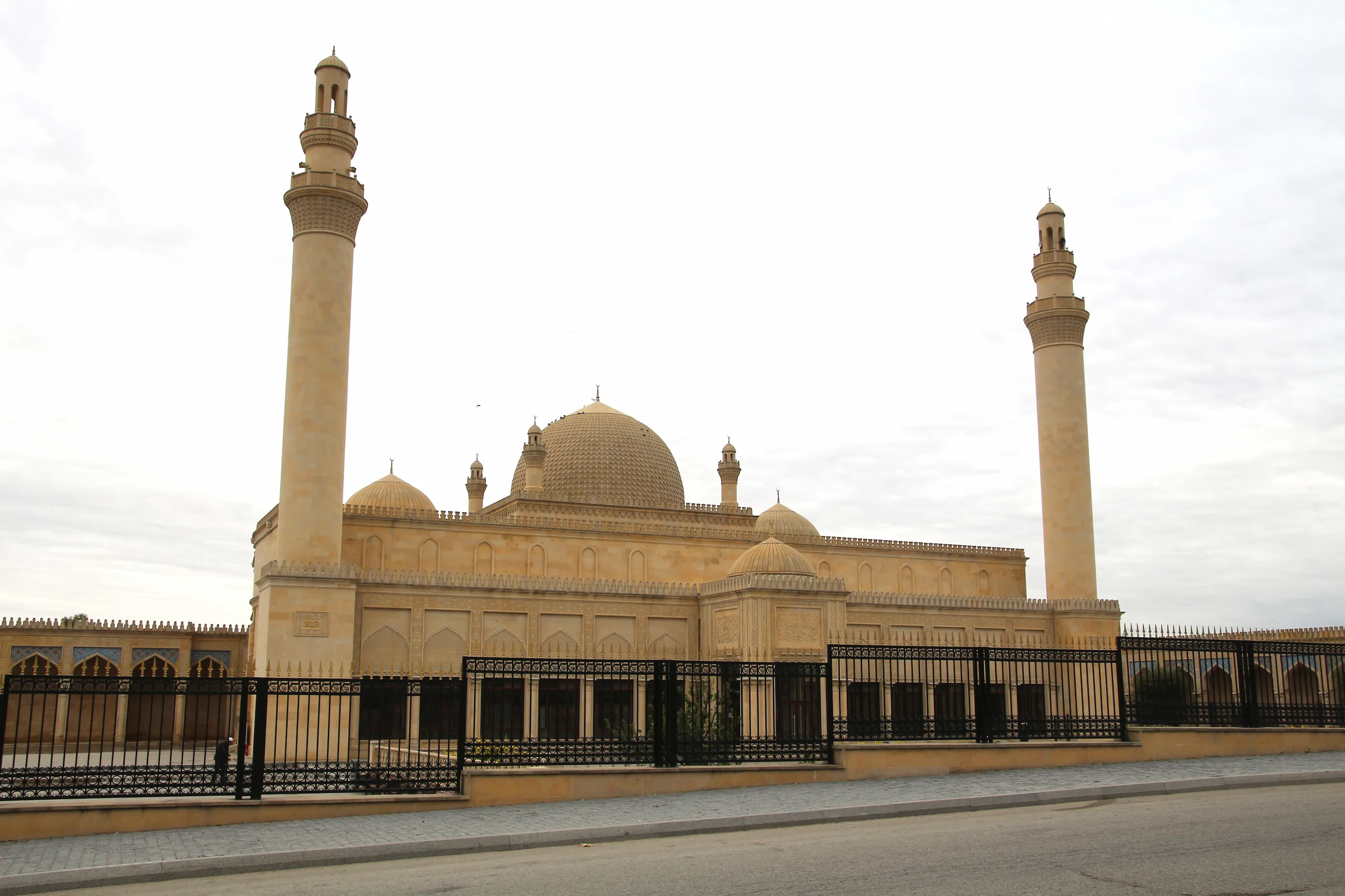 Juma Mosque Shamakhi Juma Mosque Shamakhi frontal view on a grey, cloudy day.