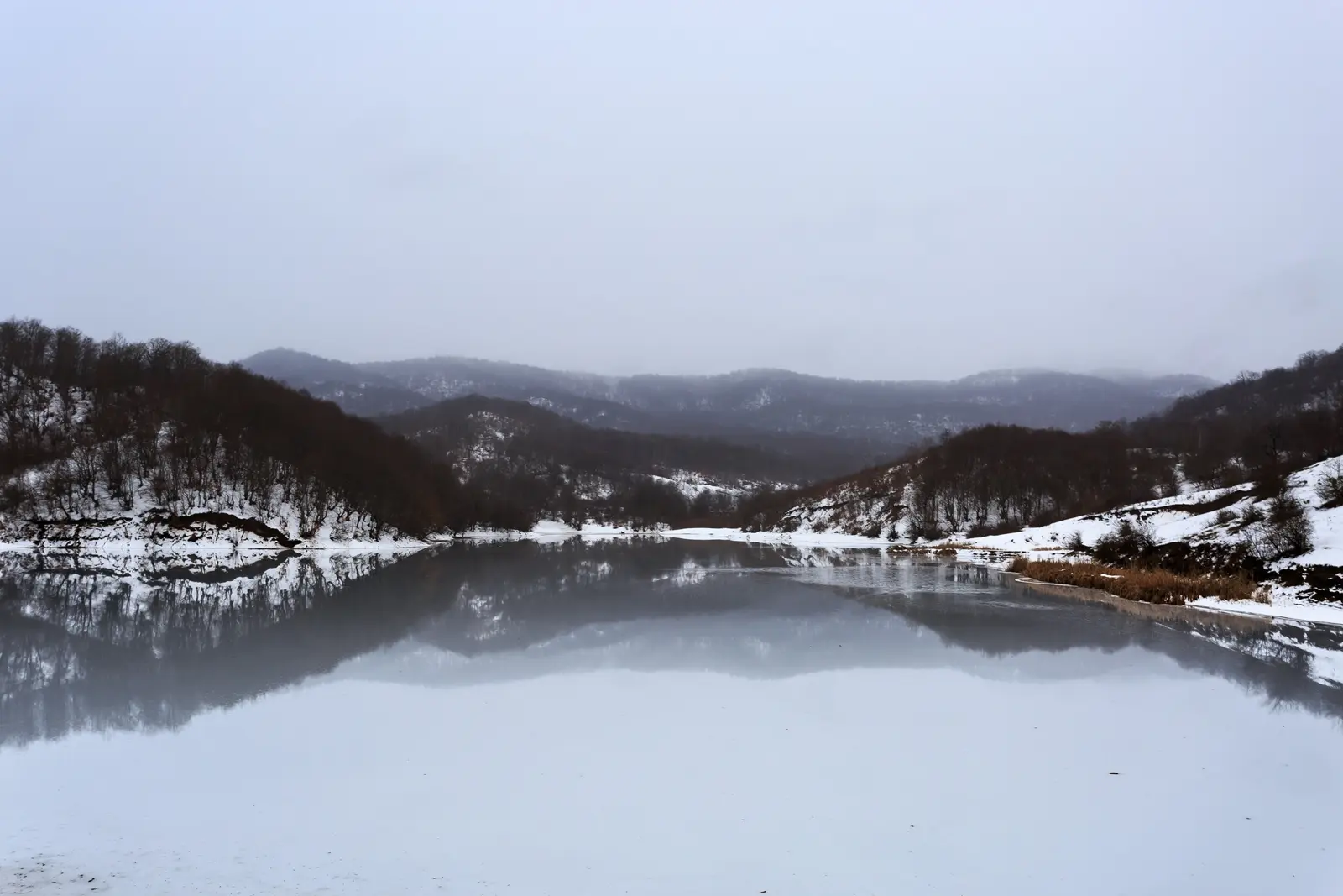 Lake Chanlibel Winter Frozen waters of Lake Chanlibel in Quba, Azerbaijan, in winter.