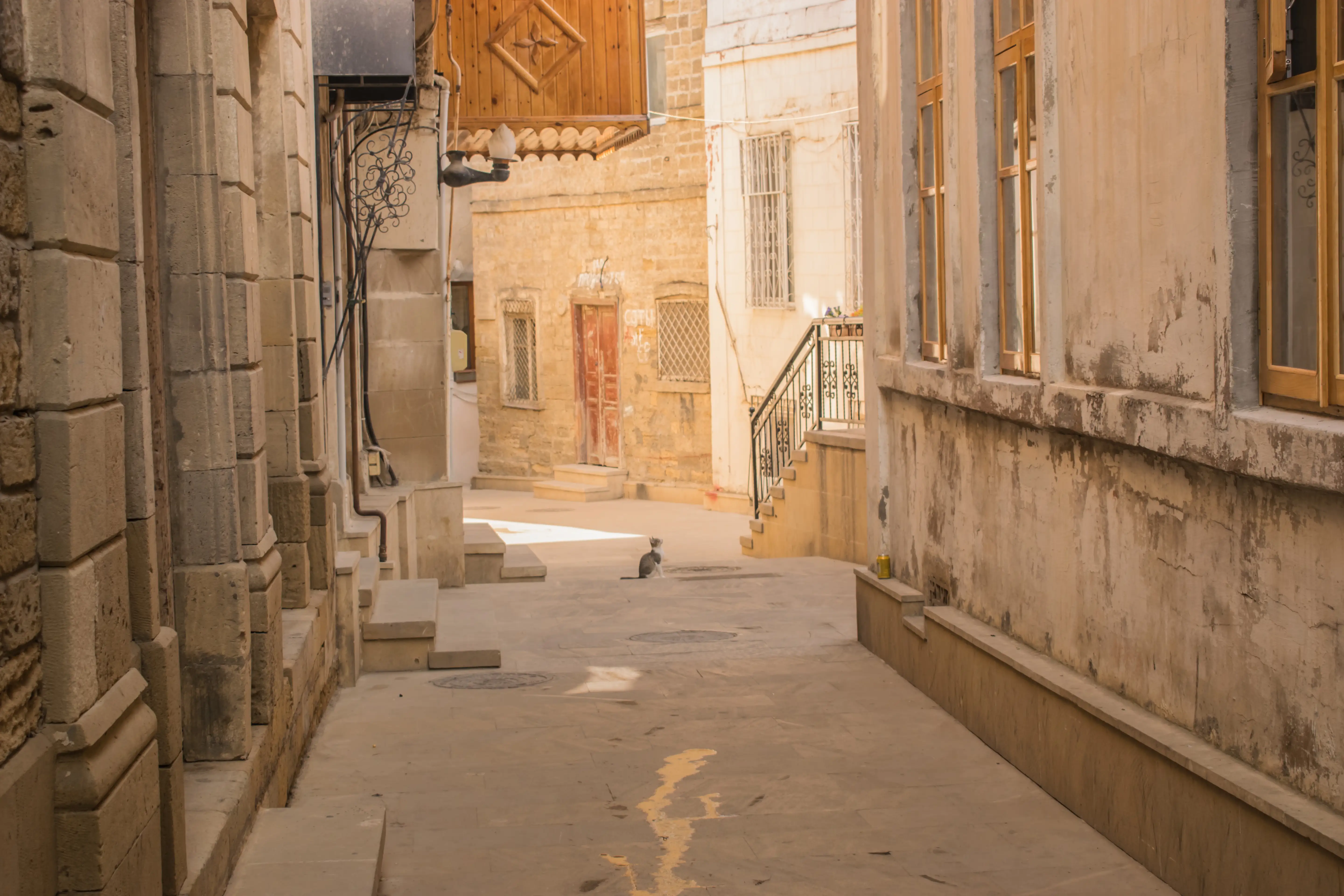 Maze-like alley of Old City Baku.