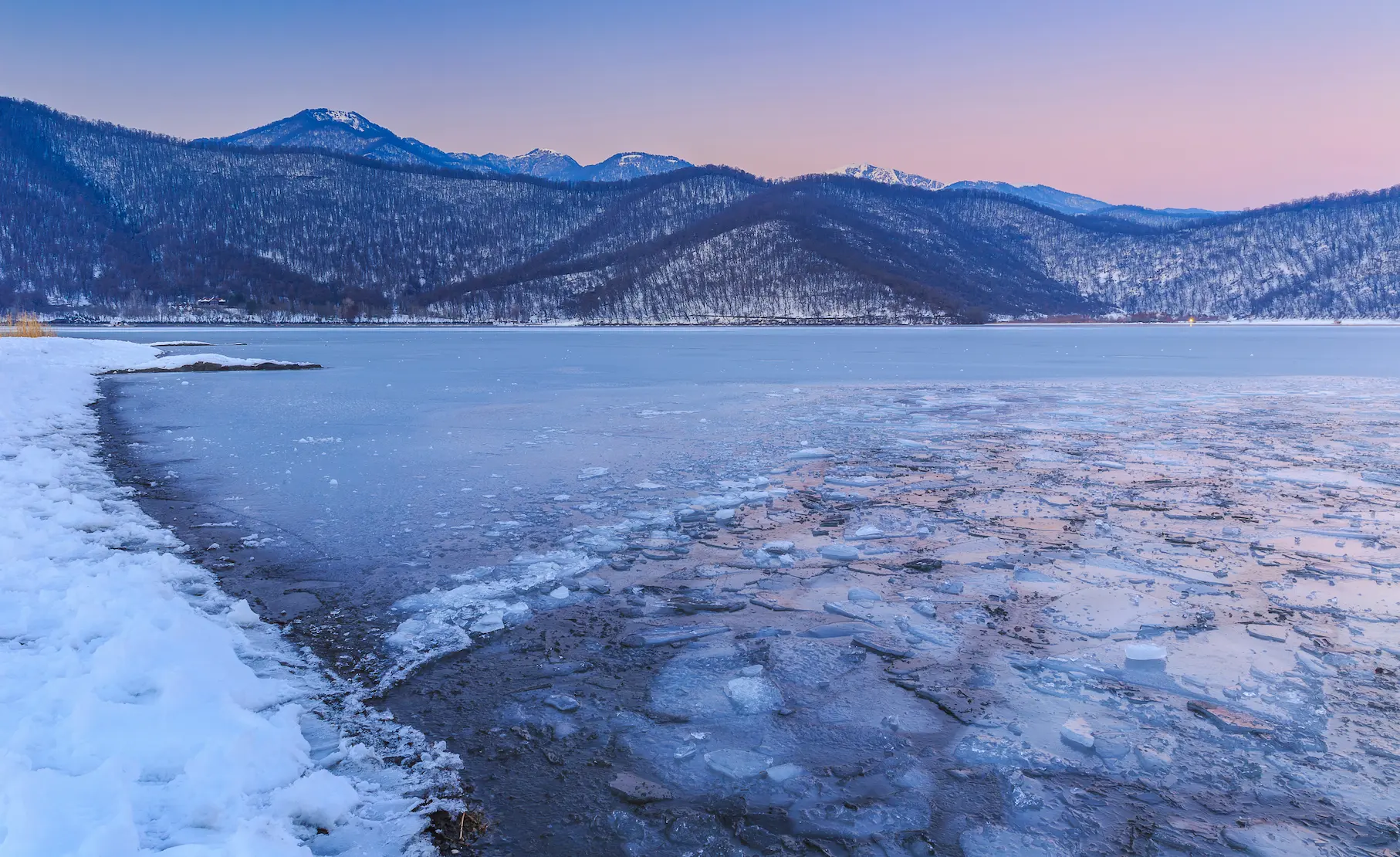 Nohur Lake in Winter Icy waters of Lake Nohur in winter.