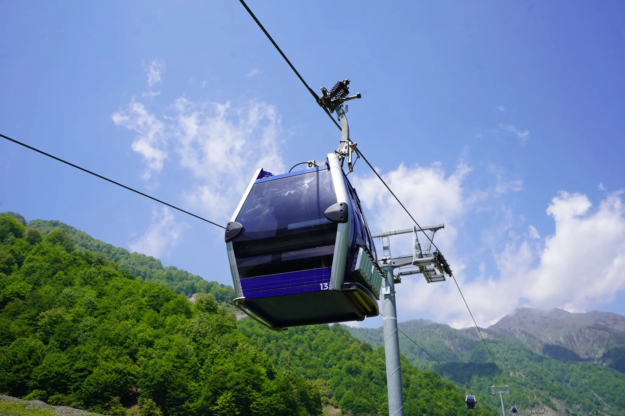 Rope Lines Gabala Rope lines and their cabins in the mountains of Gabala.